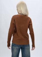 Pulover cardigan cu model torsade și nasturi negri - imagine 6