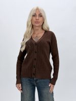 Pulover cardigan cu model torsade și nasturi negri - imagine 10