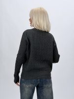 Pulover cardigan cu model torsade și nasturi negri - imagine 15