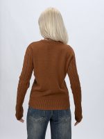 Pulover crem din tricot fin cu fire strălucitoare