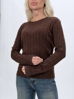 Pulover roșu din tricot elegant cu lurex