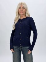Detaliu manșetă pulover cardigan cu lurex