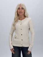 Pulover cardigan din tricot cu lurex, vedere frontală