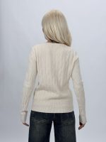 Detaliu lurex pe pulover cardigan elegant