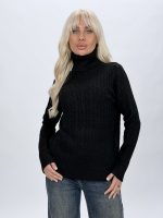 Pulover helancă din lână cu model torsade - imagine 13