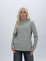 Vedere completă pulover helancă cu model torsade