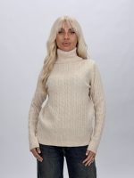 Pulover helancă bej cu împletituri torsade