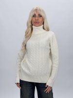 Pulover helancă din lână cu model torsade, vedere frontală