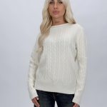 Pulover din lână cu model torsade pentru femei