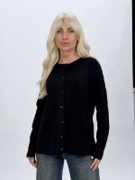 Pulover cardigan la baza gâtului cu model torsade - imagine 16