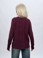 Pulover cardigan la baza gâtului cu model torsade - imagine 15