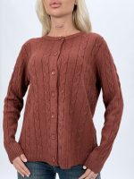 Pulover cardigan la baza gâtului cu model torsade - imagine 11