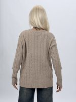 Pulover cardigan la baza gâtului cu model torsade - imagine 6