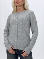 Pulover cardigan deschis, croială relaxată