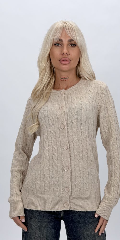Pulover cardigan cu model torsade pentru femei