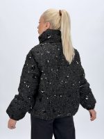 Jachetă oversized maro cu paiete, styling detaliu