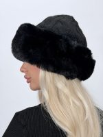 Căciulă îmblănită cu model torsade - imagine 6
