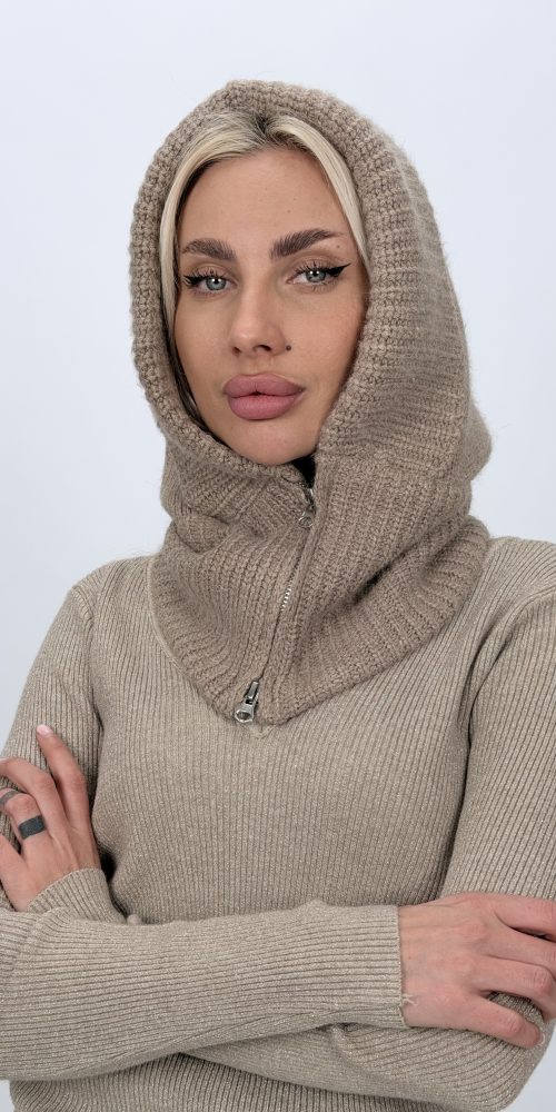 Scufiță din tricot cu fermoar în trei culori disponibile
