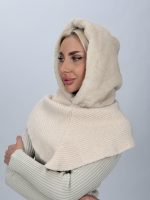 Scufiță din blană și tricot pentru femei, vedere frontală