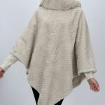Poncho din blană artificială cu model, vedere frontală