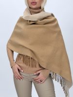 Eșarfă basic bicolor camel și negru CATO