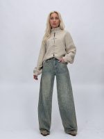Jeans | Blug wide leg cu ștrasuri - imagine 3