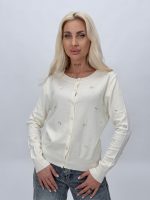 Cardigan accesorizat cu paiete, detaliu aplicații strălucitoare