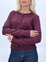 Cardigan femei cu paiete, detaliu cusături