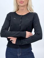 Pulover cardigan accesorizat, vedere ansamblu