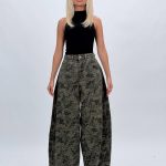 Blugi baggy kaki cu ștrasuri pentru femei, croială relaxată
