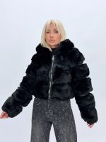 Jachetă scurtă blană artificială, vedere laterală