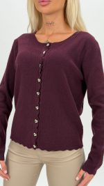 Pulover cardigan cu nasturi inimă - imagine 10