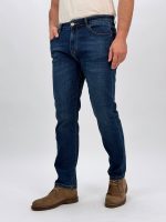 Detaliu croială slim fit jeans bărbați albastru