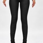 Pantalon slim gudron negru pentru femei, croială modernă