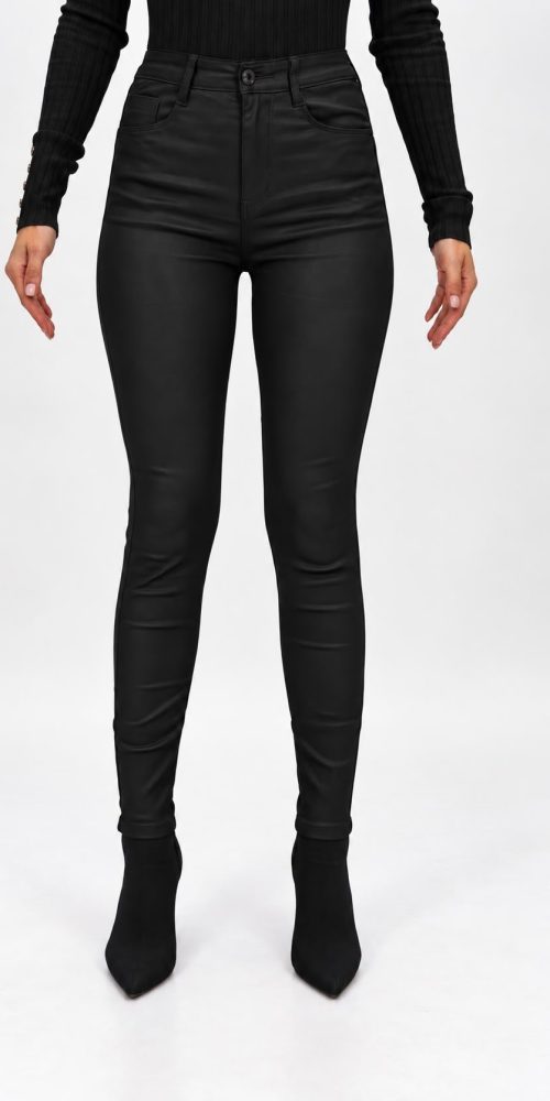 Pantalon slim gudron negru pentru femei, croială modernă